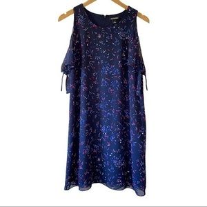 Roz and Ali Navy Cold Shoulder Shift Dress, Knee Length, Size 6
